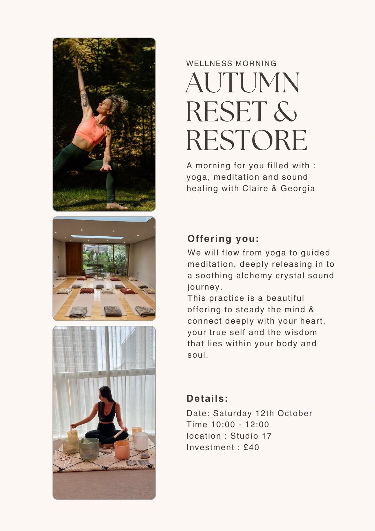 Autumn Reset and Restore | Yoga & Sound healing with Claire & Georgia