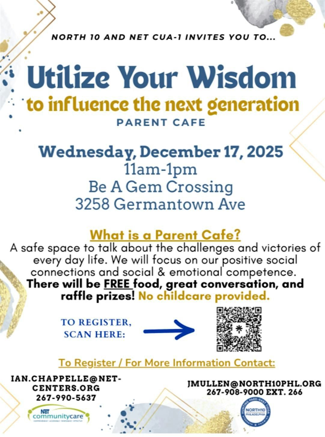 Utilize Your Wisdom to Influence the Next Generation Parent Cafe