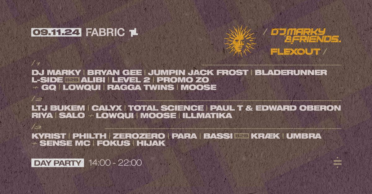 PLANET V X DJ MARKY & FRIENDS X FLEXOUT @ FABRIC | ONE MONTH TO GO!\ud83d\udd25