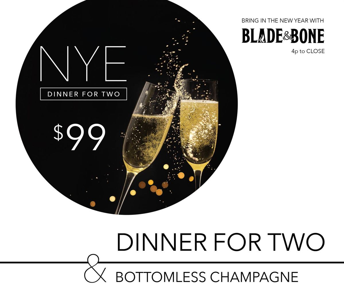 Celebrate New Year's Eve with Dinner for TWO!