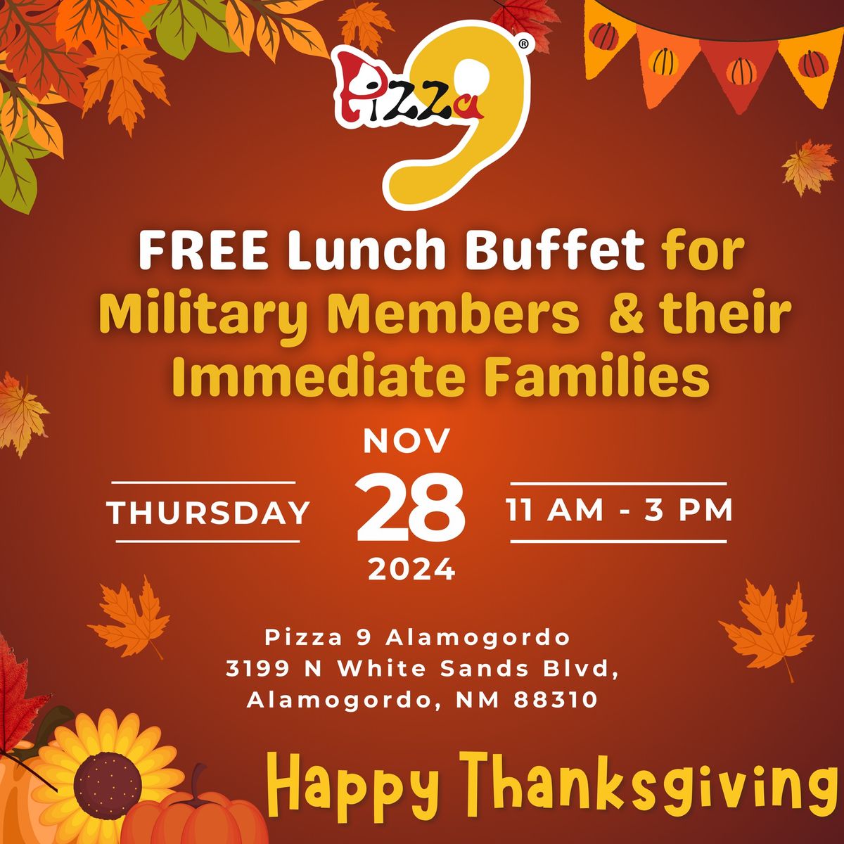 Free Lunch Buffet for Veterans & Active Duty Military Members