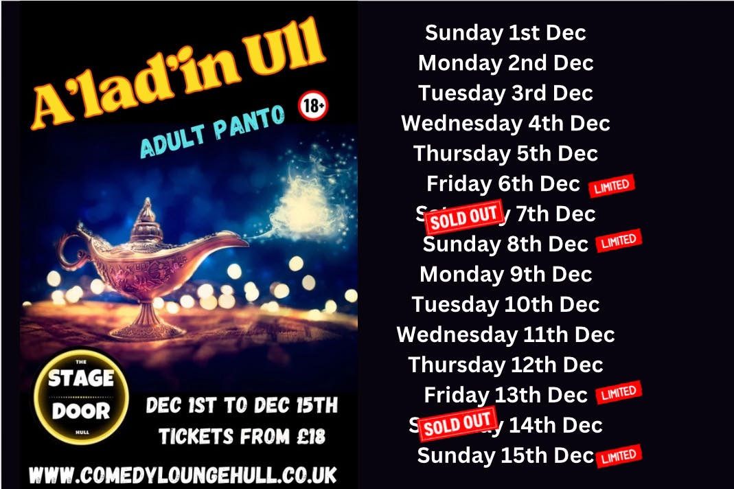 A\u2019lad\u2019in Ull Adult Panto Sunday 1st Dec