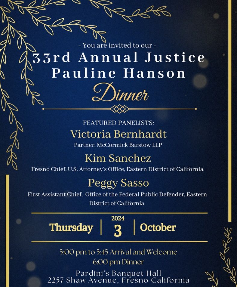 33rd Annual Justice Pauline Hanson Dinner