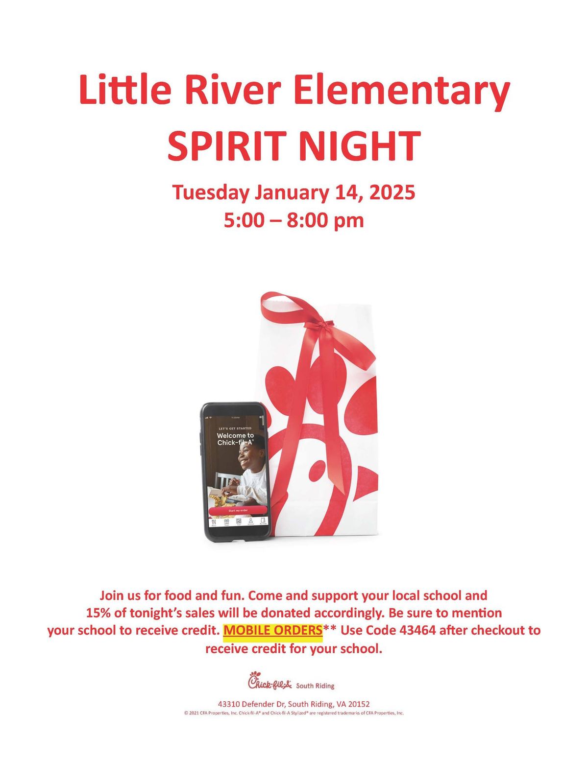 Chick Fil A Spirit Night! 