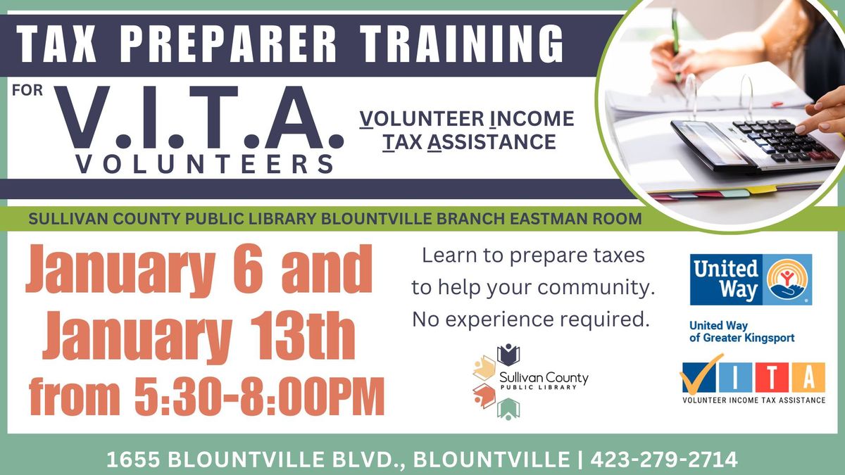 VITA Tax preparation training at the Blountville branch library