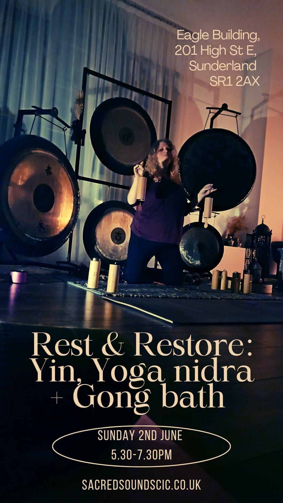 July yin yoga, yoga nidra and sound bathing.