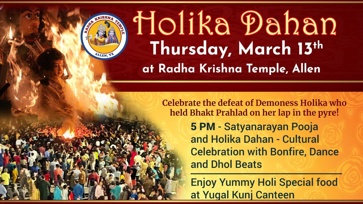 Holika Dahan at Radha Krishna Temple of Dallas