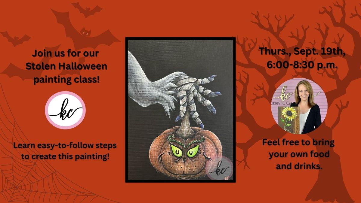 Stolen Halloween Painting Class, Thursday, Sept. 19th, 6-8:30