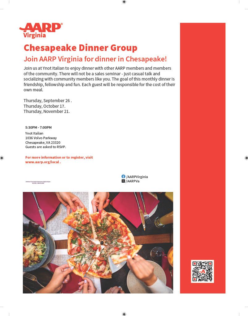 AARP Virginia Chesapeake Dinner Group