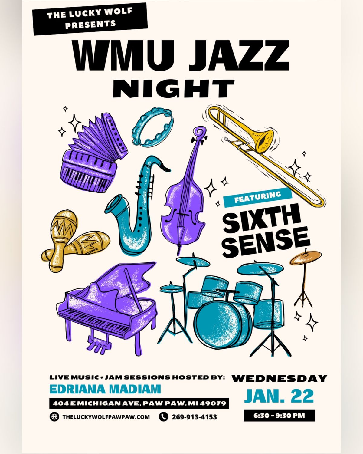 WMU JAZZ NIGHT!  Sixth Sense & Open Jam! 