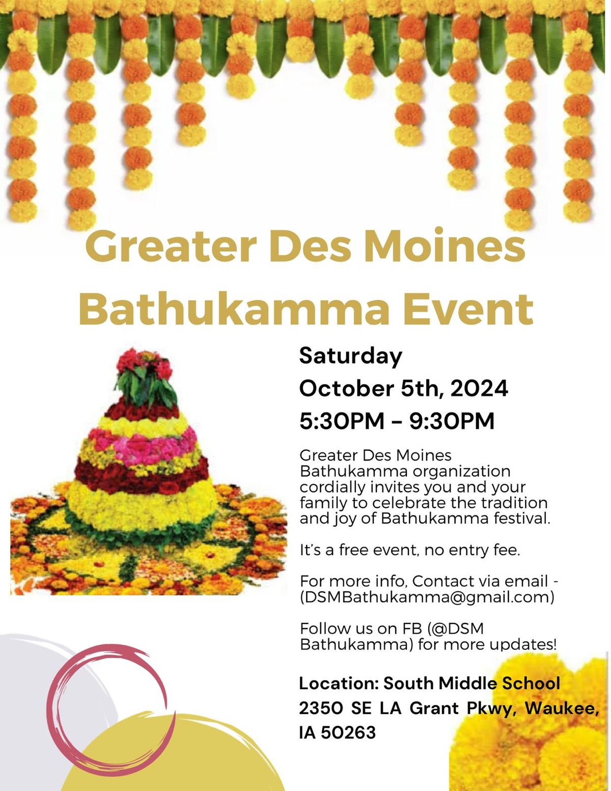 Greater Des Moines Bathukamma Event