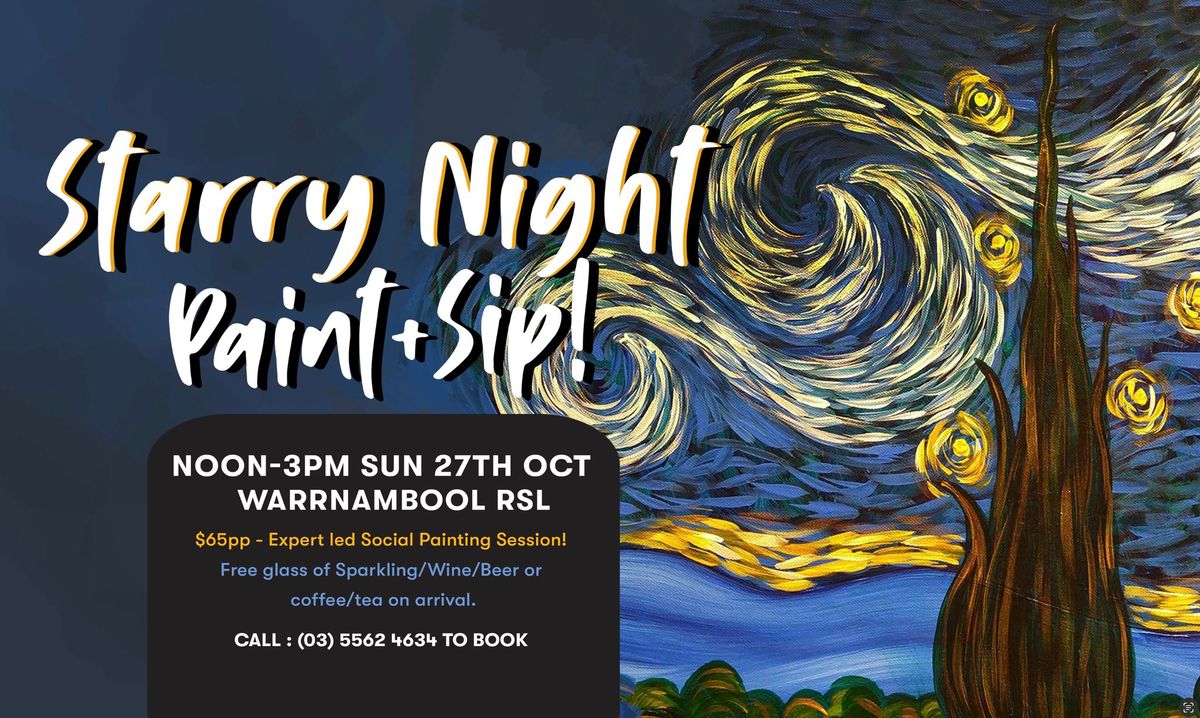 Starry Night Paint+Sip at the Warrnambool RSL!