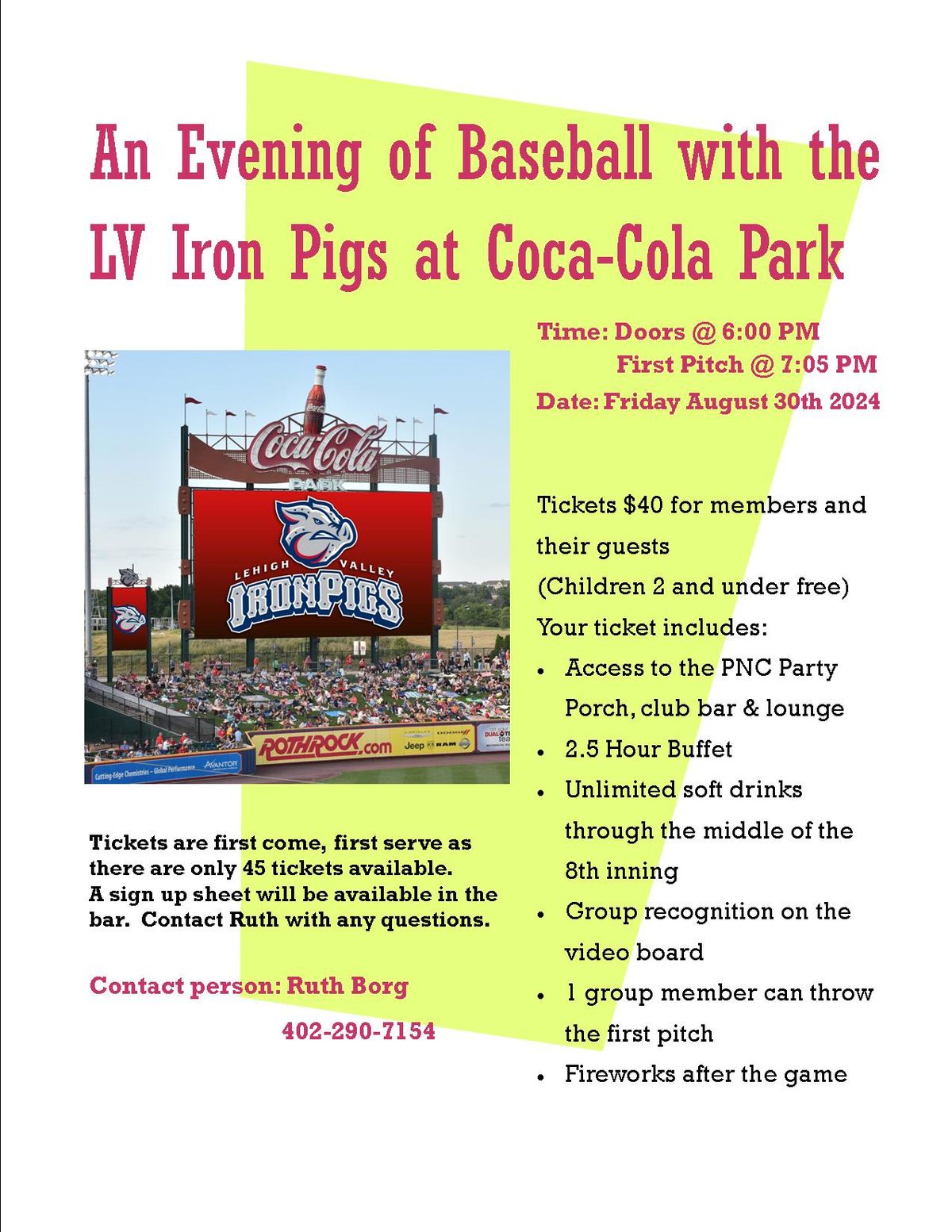 An Evening of Baseball with the LV Iron Pigs at Coca-Cola Park