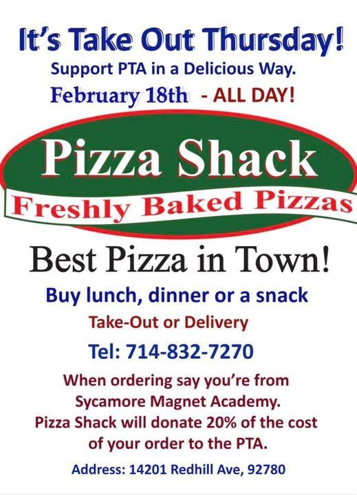 Take Out Thursday With Sma Pta Tustin California 18 February 2021