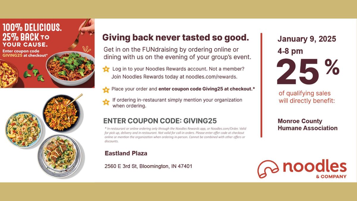 MCHA Dine & Donate at Eastland Plaza Noodles & Co.