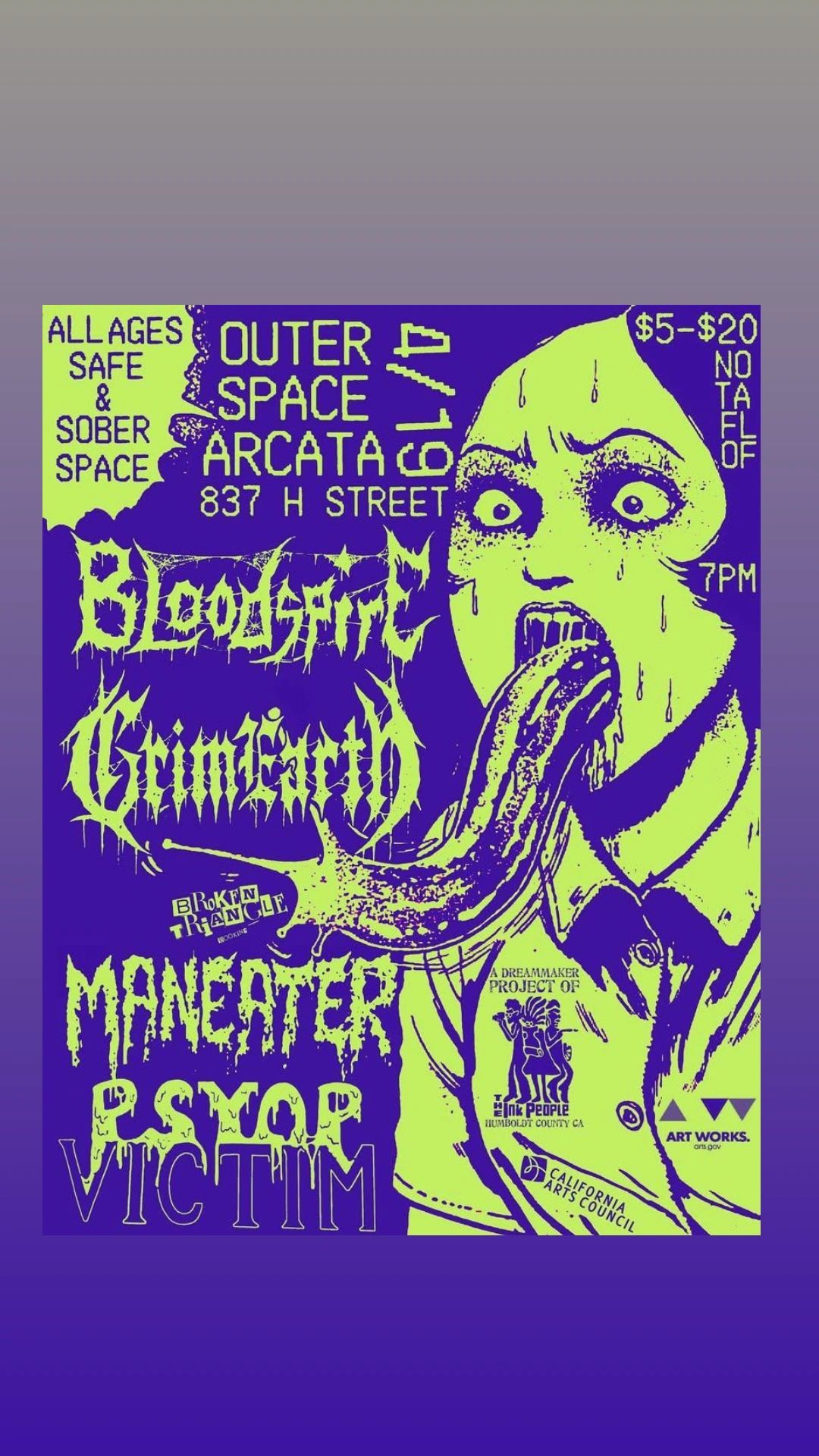 BROKEN TRIANGLE BOOKING PRESENTS: GRIMEARTH, MEANEATER, BLOODSPIRE, PSYOP VICTIM