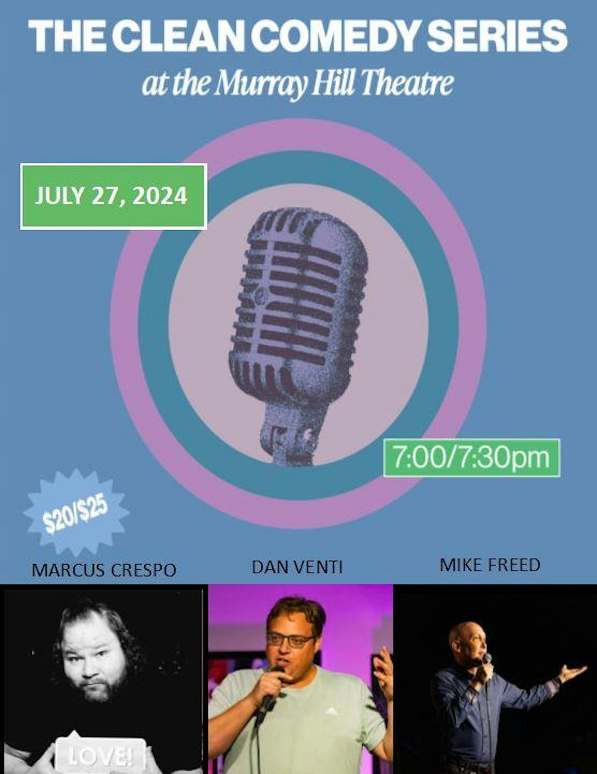 Clean Comedy Series w  Marcus Crespo and Dan Venti Hosted by Mike Freed