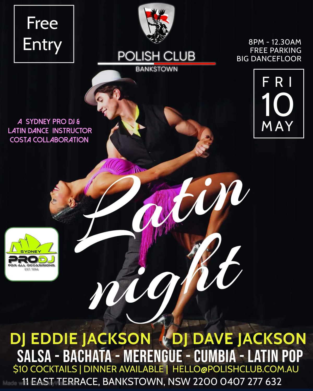 FREE ENTRY : Latin Night @ Bankstown Polish Club