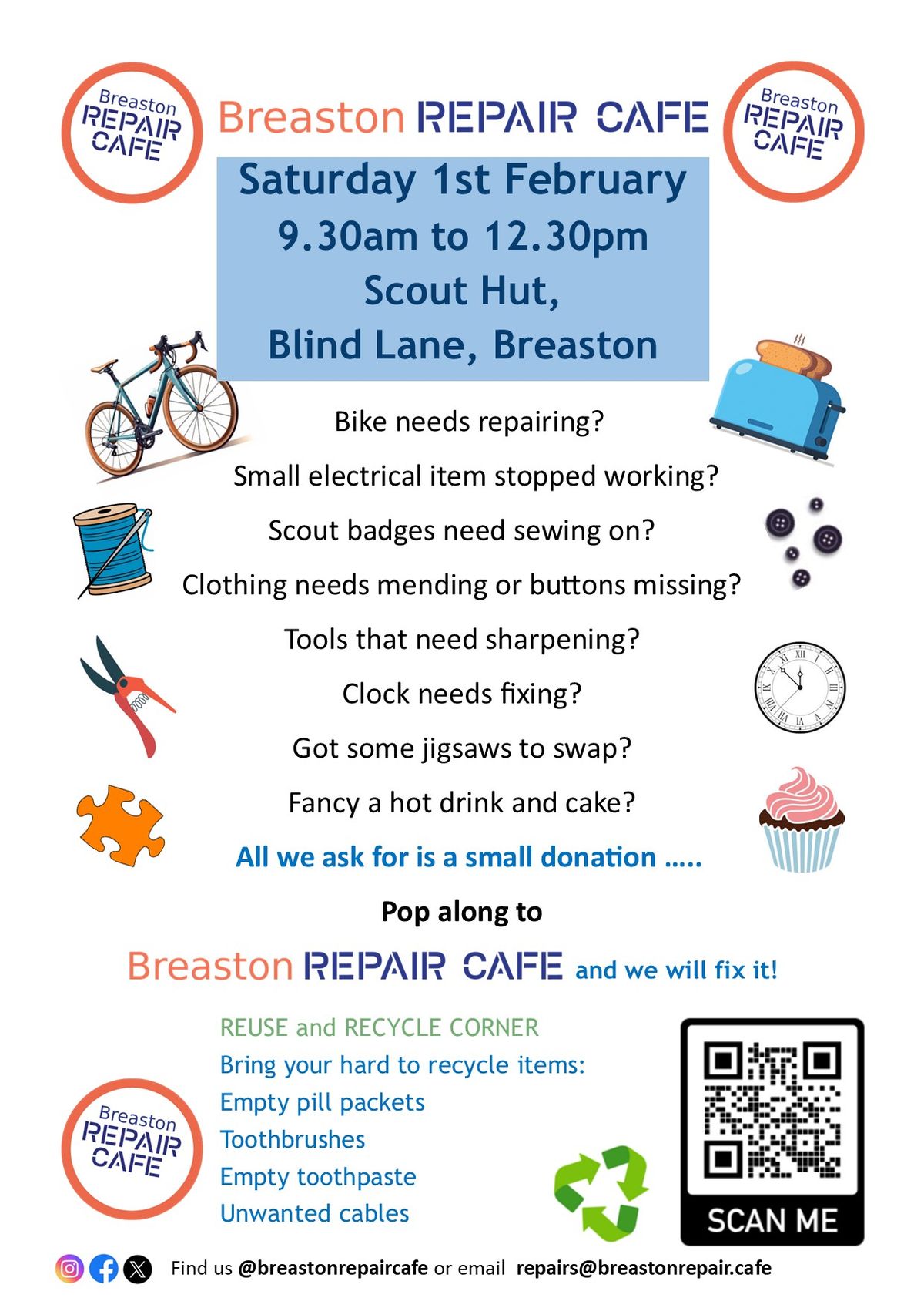 Breaston Repair Cafe 1st February 2025