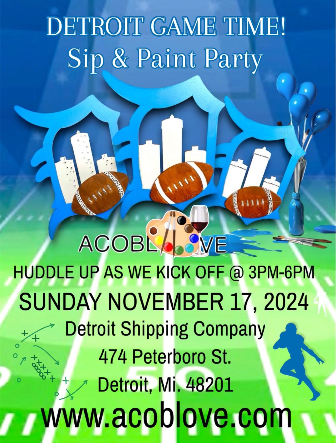 Detroit Game Time Sip and Paint Party