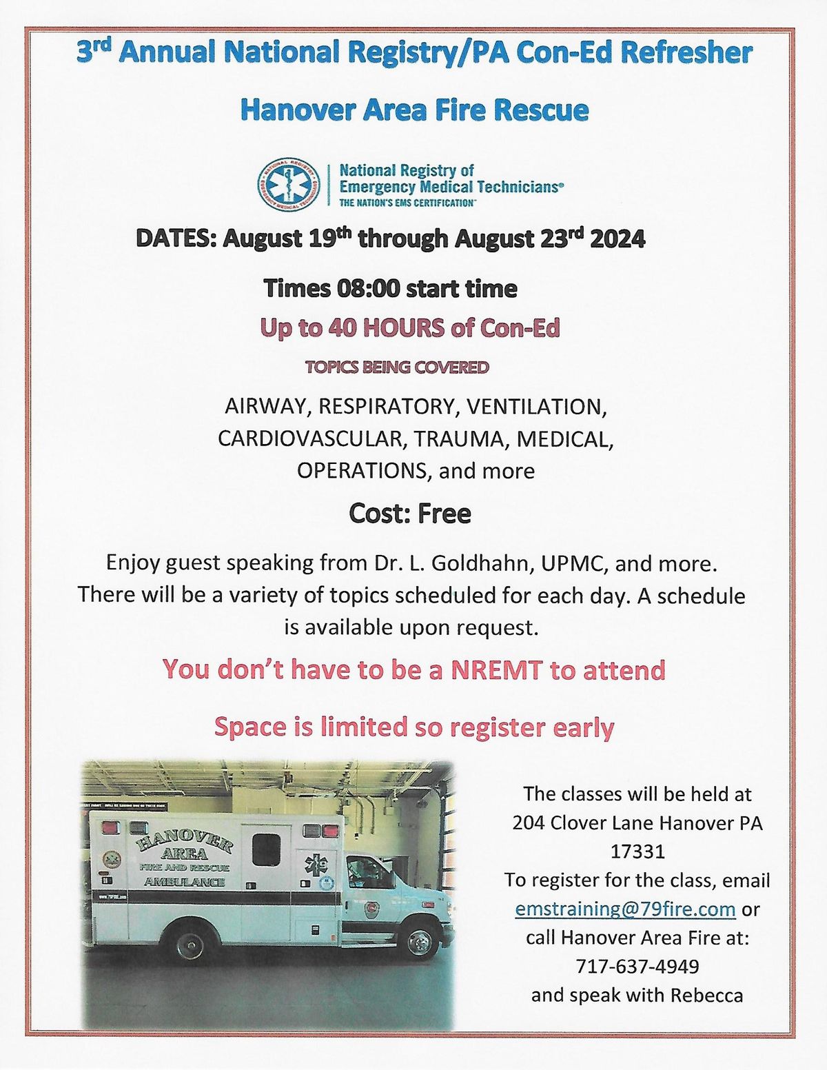 FREE CONTINUING EDUCATION FOR ALL EMS PROVIDERS