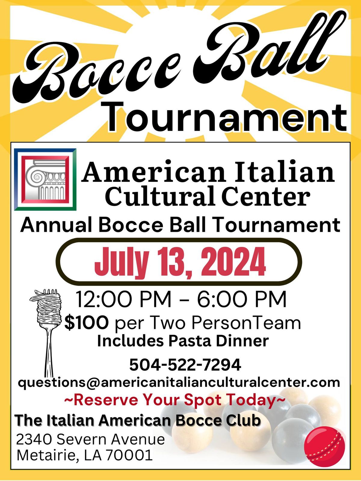 Annual Bocce Ball Tournament 