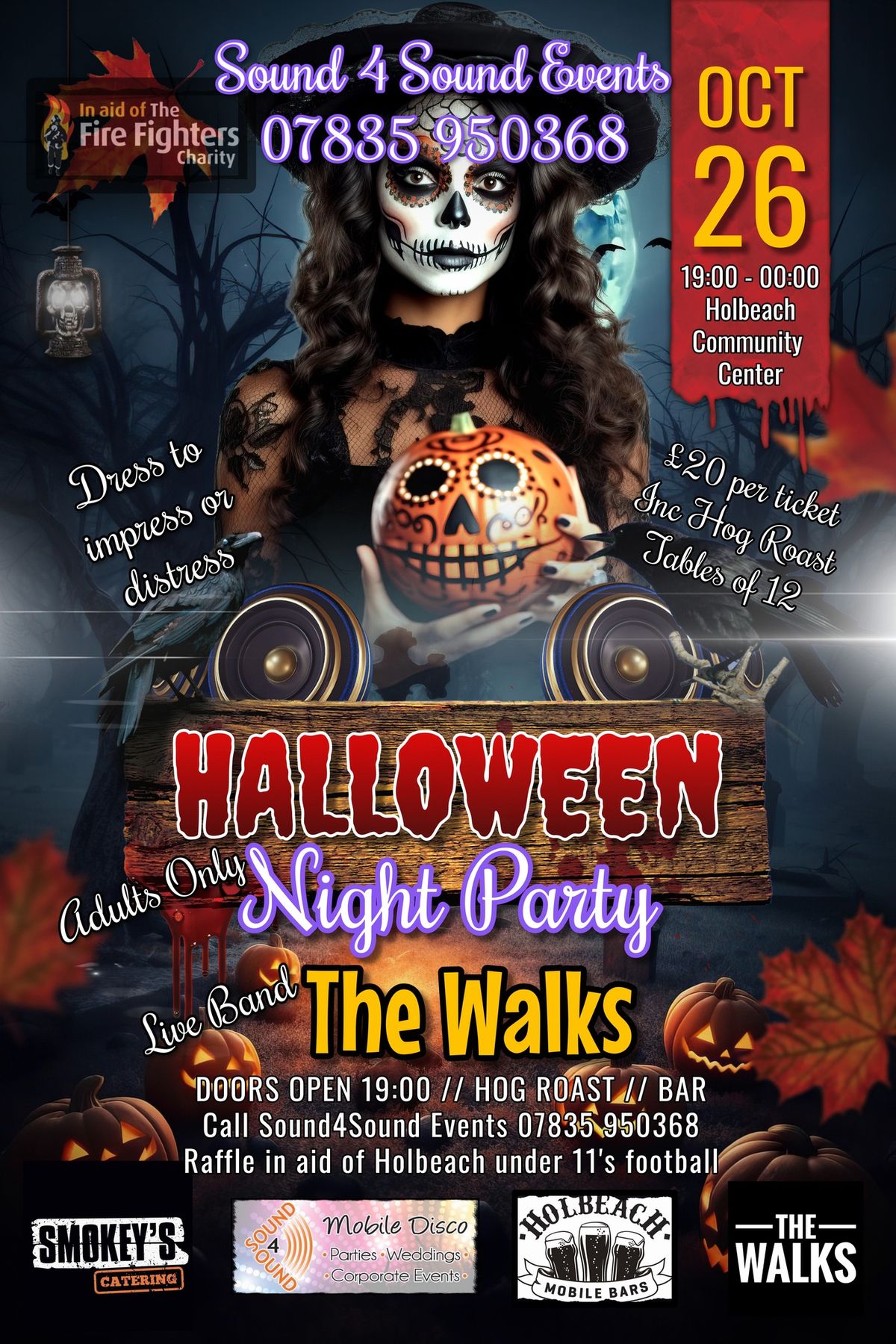 Holbeach Halloween Party, The Walks Band LIVE, Hog Roast.