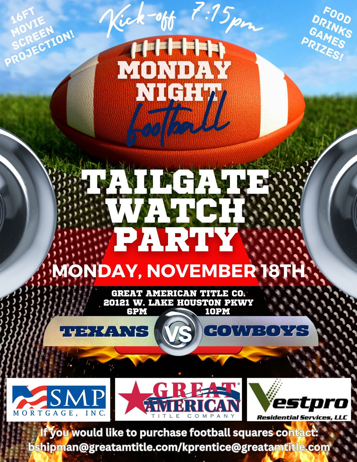 Tailgate Watch Party-Texans vs Cowboys