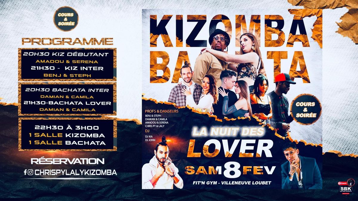 Cours et soir\u00e9e Kizomba \/ bachata - la nuit des lovers 