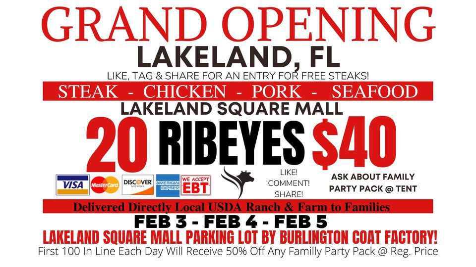 GRAND OPENING! 20 RIBEYES 40/ Huge Truckload Meat Sale LAKELAND, FL