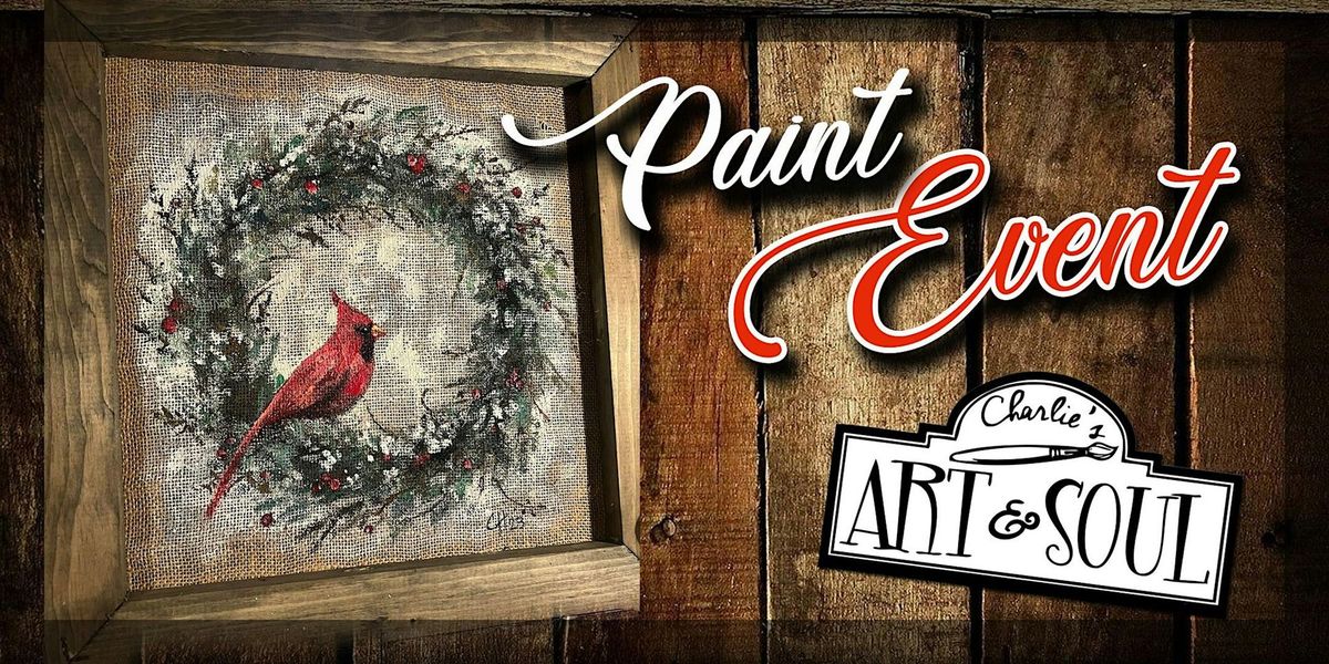 Paint Event @ Antietam Brewery Winter Wreath w\/ Cardinal on Burlap