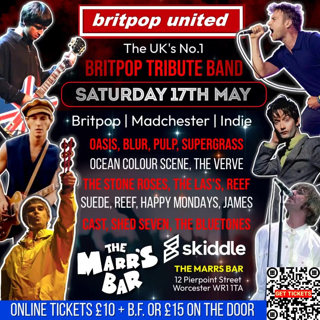 BRITPOP UNITED (Britpop Tribute Band) Live at THE MARRS BAR  (Worcester) \u00a310 + BF | \u00a315 On The Door