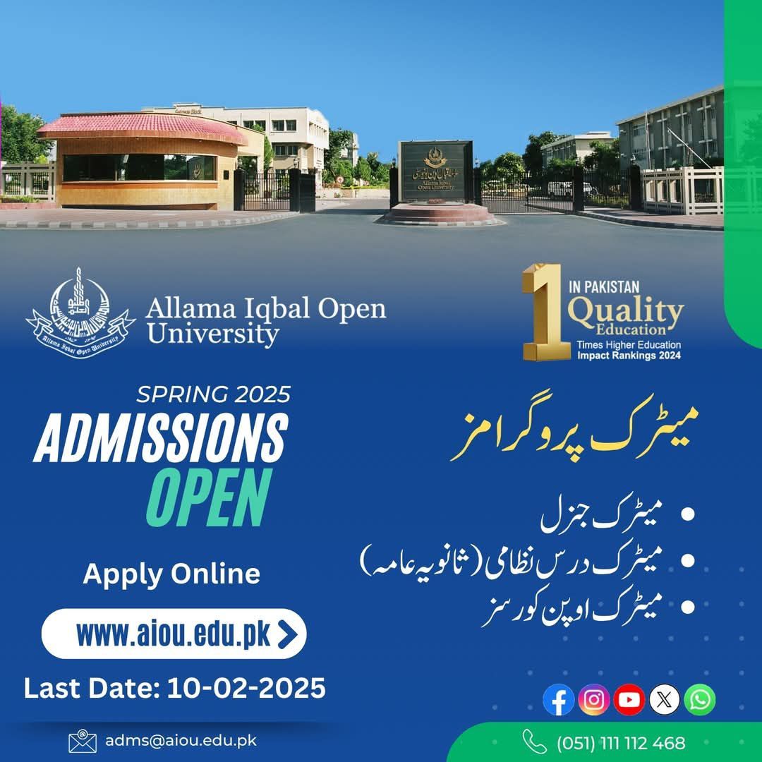 AIOU Fresh Admissions Open