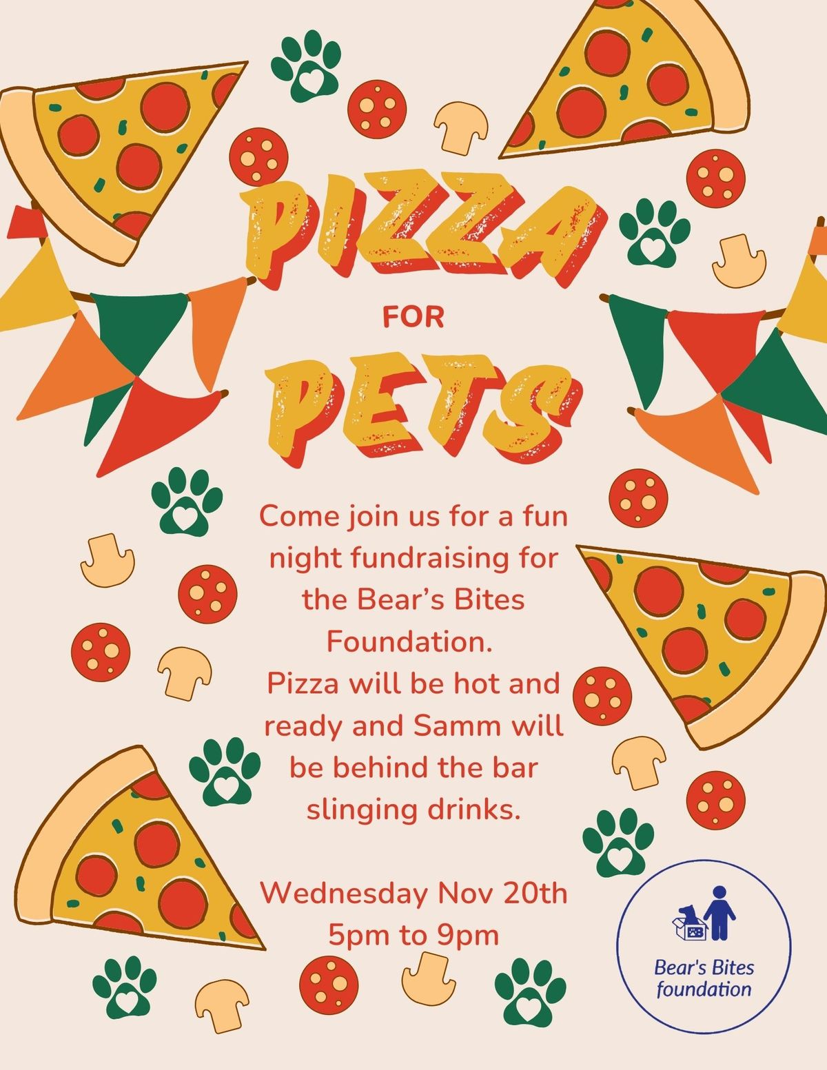 Pizza for Pets - Fundraiser for Bear's Bites Foundation