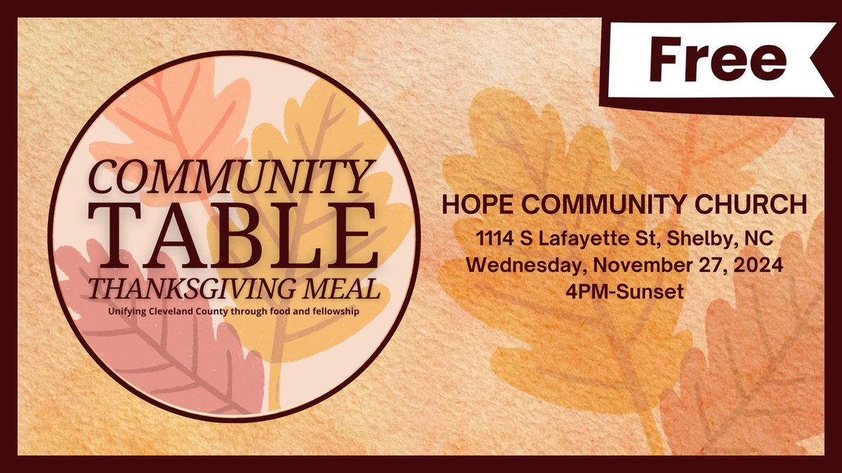 Community Table Thanksgiving Meal: Hope Community Church