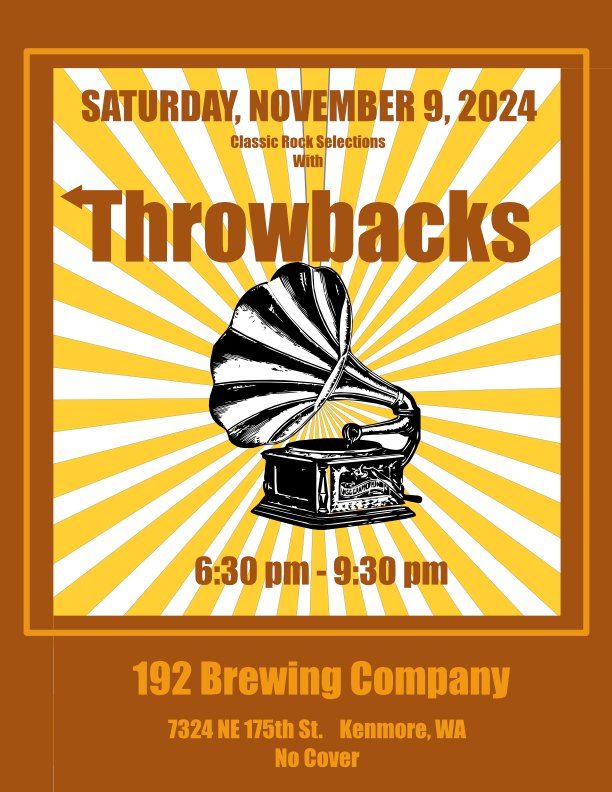 Live Classic Rock covers by the Throwbacks at 192 Brewing Company