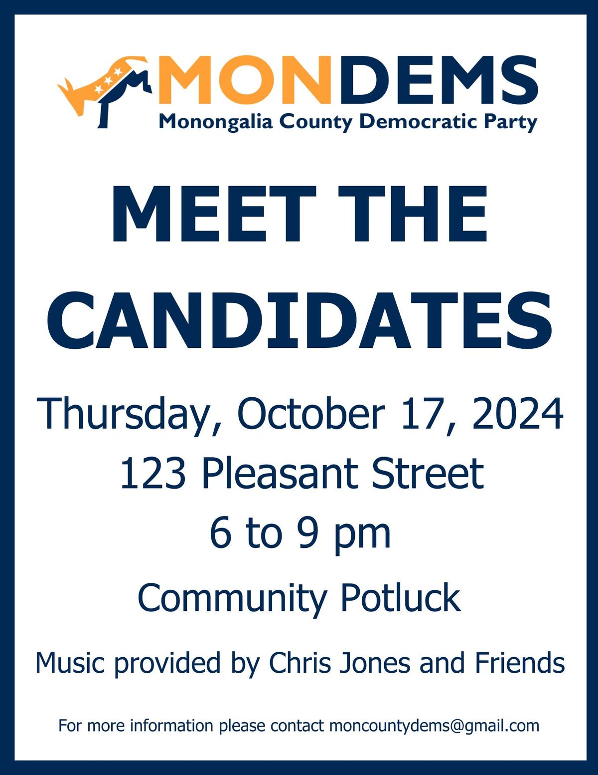 Mon Dems Meet the Candidates @ 123 Pleasant Street