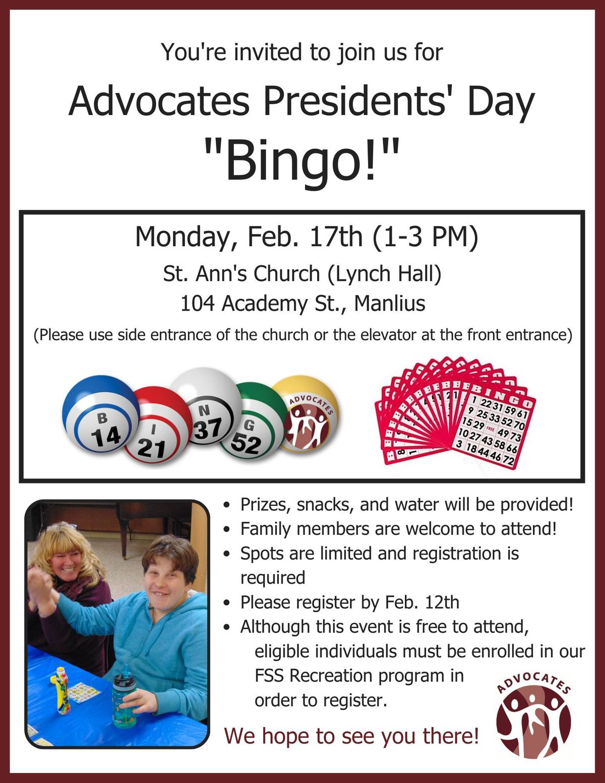 Advocates Presidents' Day Bingo!