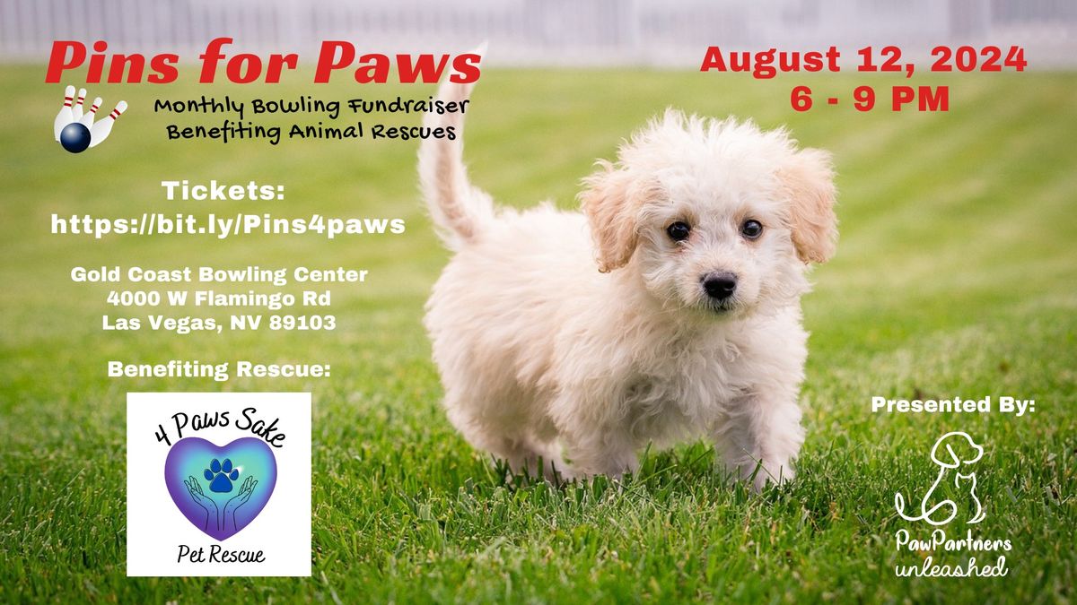 Pins for Paws Benefiting 4 Paws Sake Pet Rescue