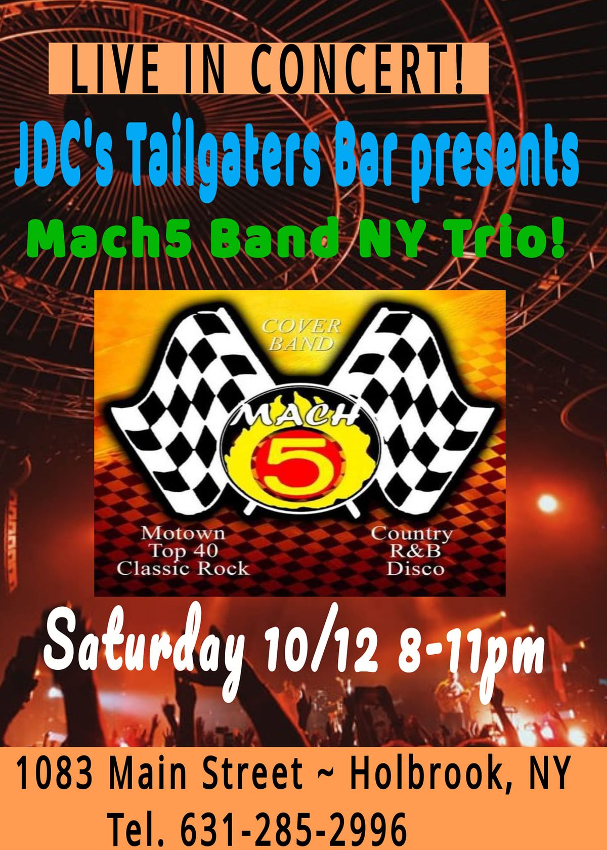 Mach5 Band Trio debut at JDC'S Tailgaters Bar!