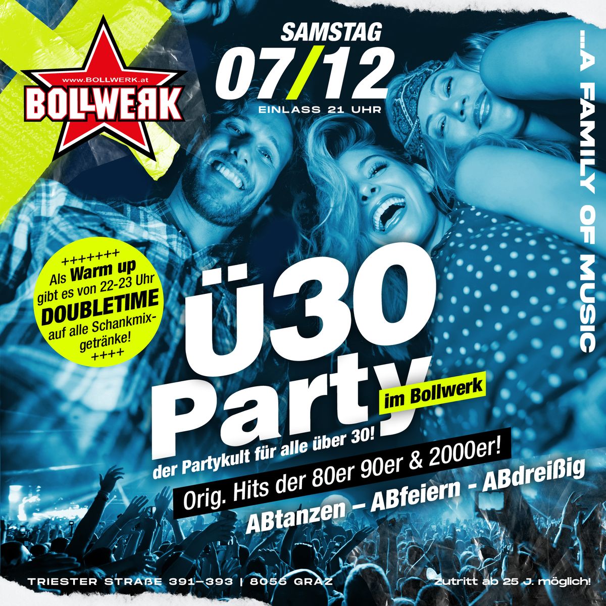 \u00dc30 PARTY im BOLLWERK - der Partykult f\u00fcr alle \u00fcber 30!