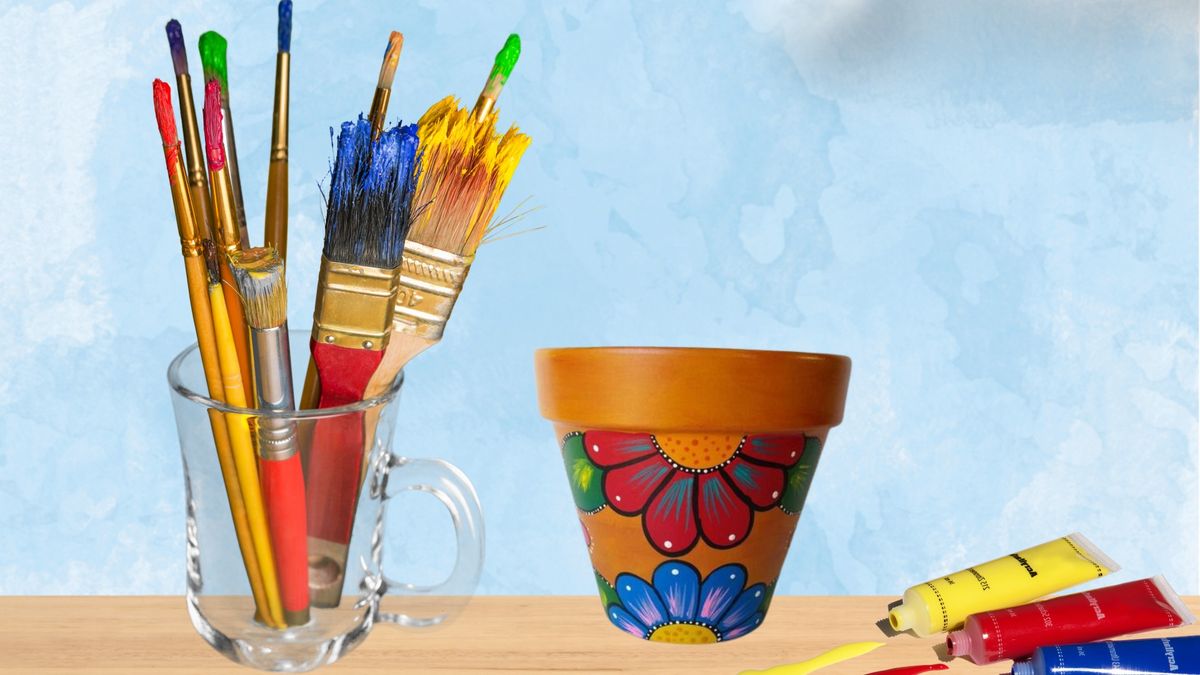 Floral Clay Pot Painting