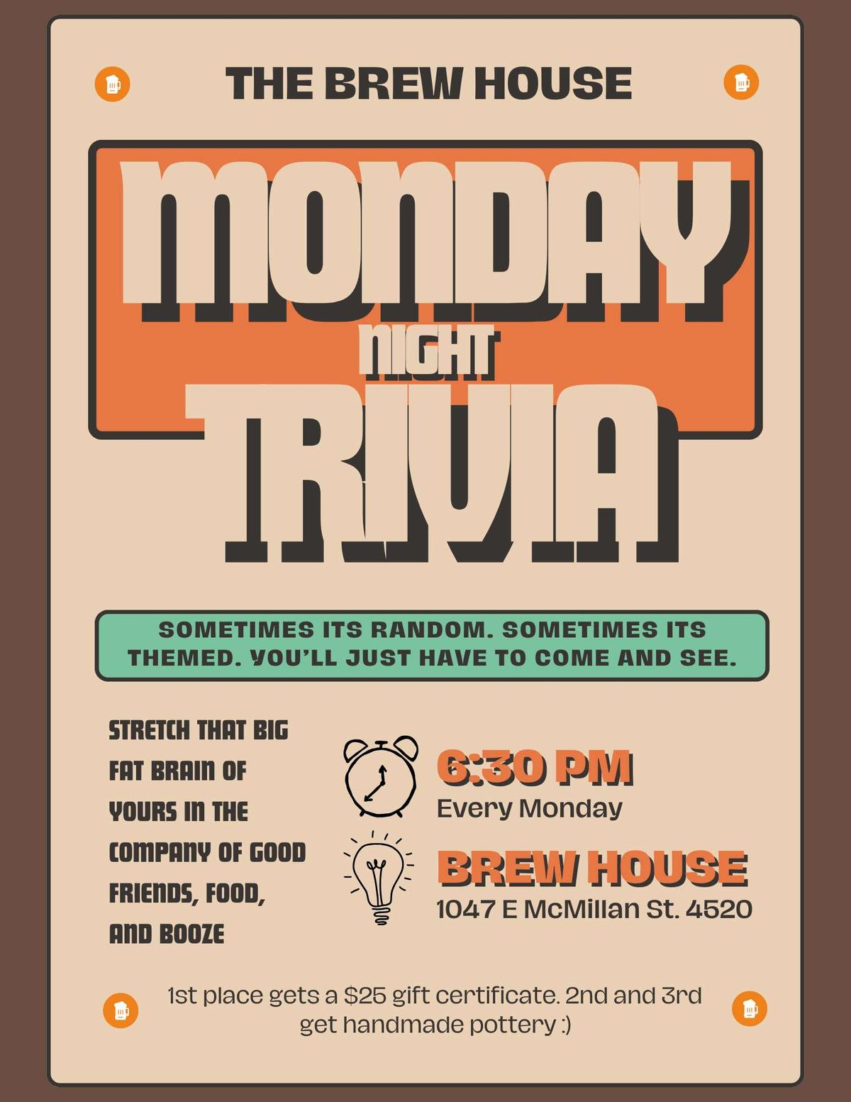 Monday Night Trivia at the Brew House!