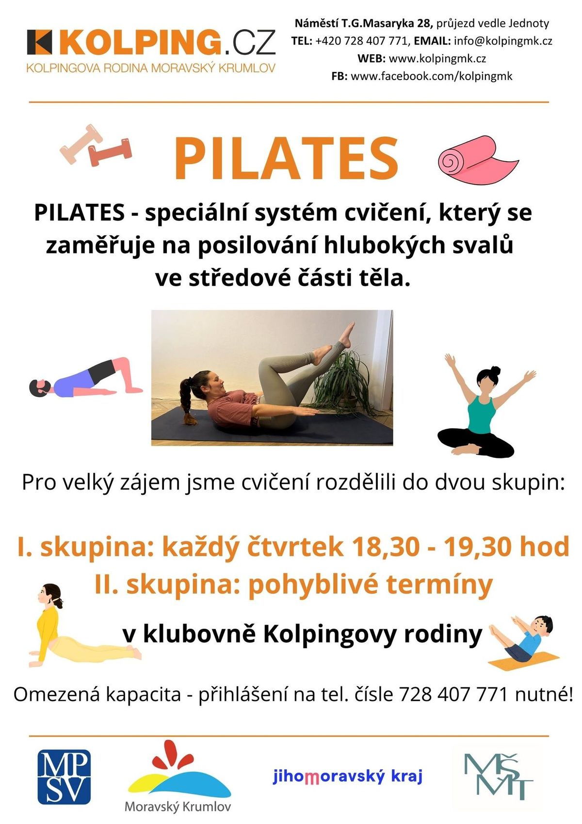 PILATES I.skupina - cvi\u010den\u00ed posiluj\u00edc\u00ed hlubok\u00e9 svaly