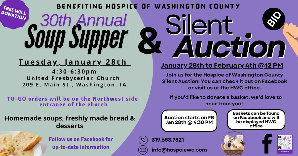 Soup Supper & Online Silent Auction - Benefiting Hospice of Washington County 