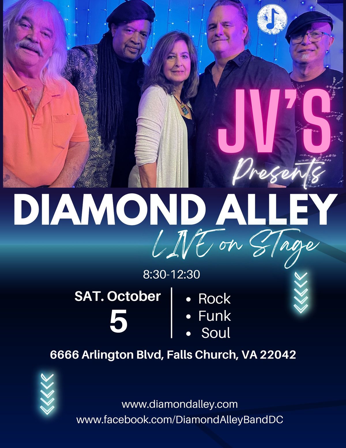 Diamond Alley returns to JV's in Falls Church!