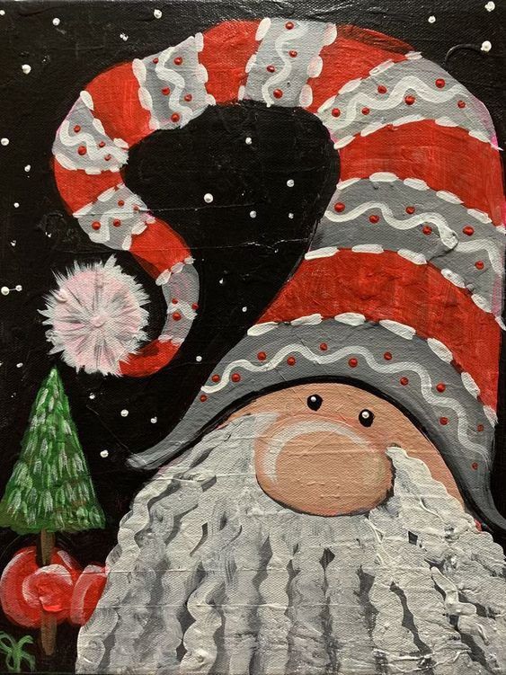 Paint Night- Elgin Community College- Christmas Gnome