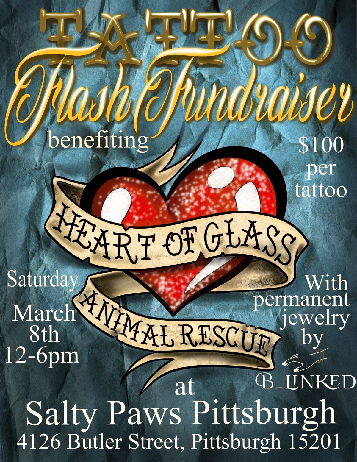 Tattoo Flash Fundraiser benefiting Heart of Glass