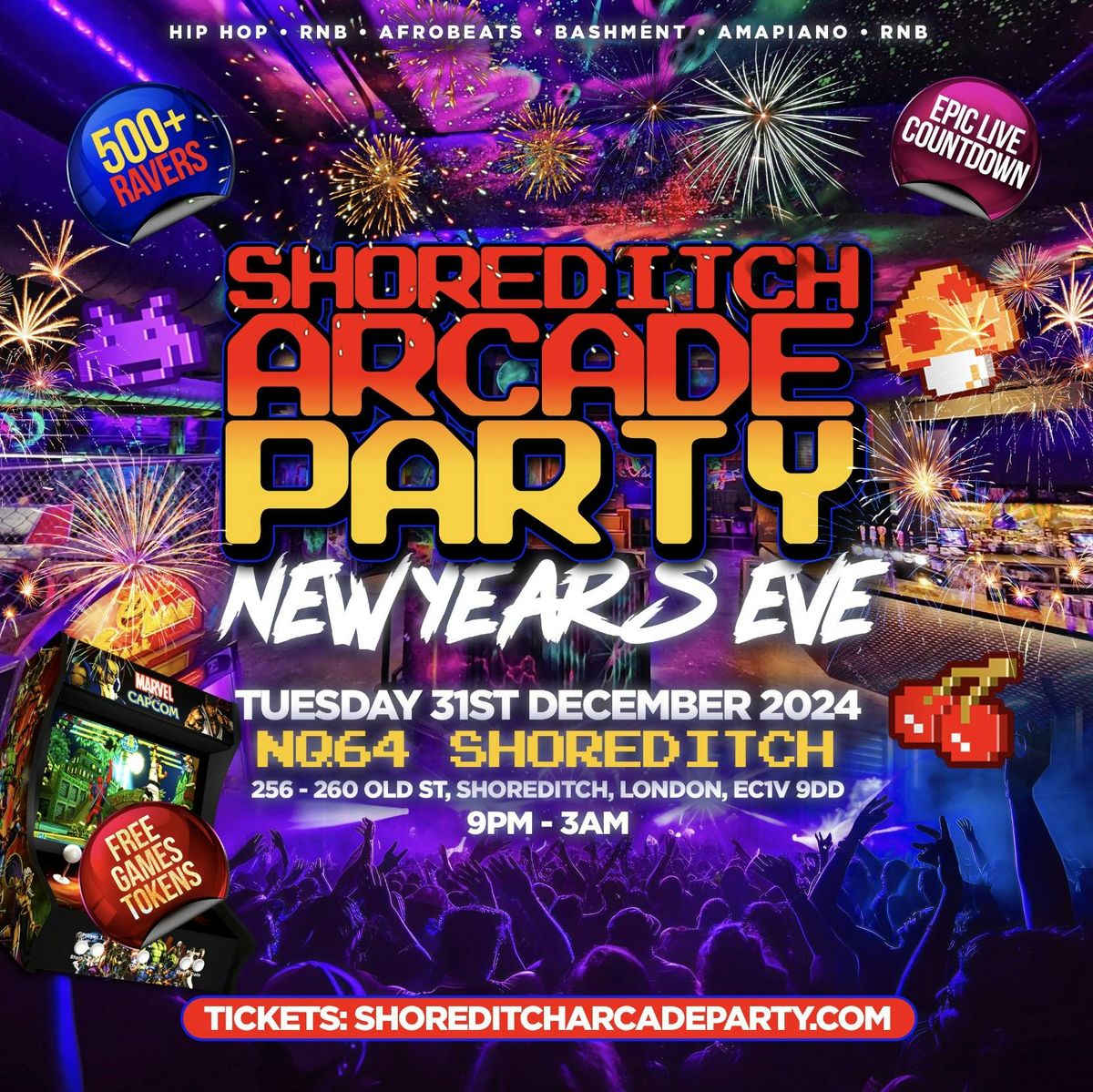 Shoreditch Arcade Party - London\u2019s BIGGEST NYE Arcade Party