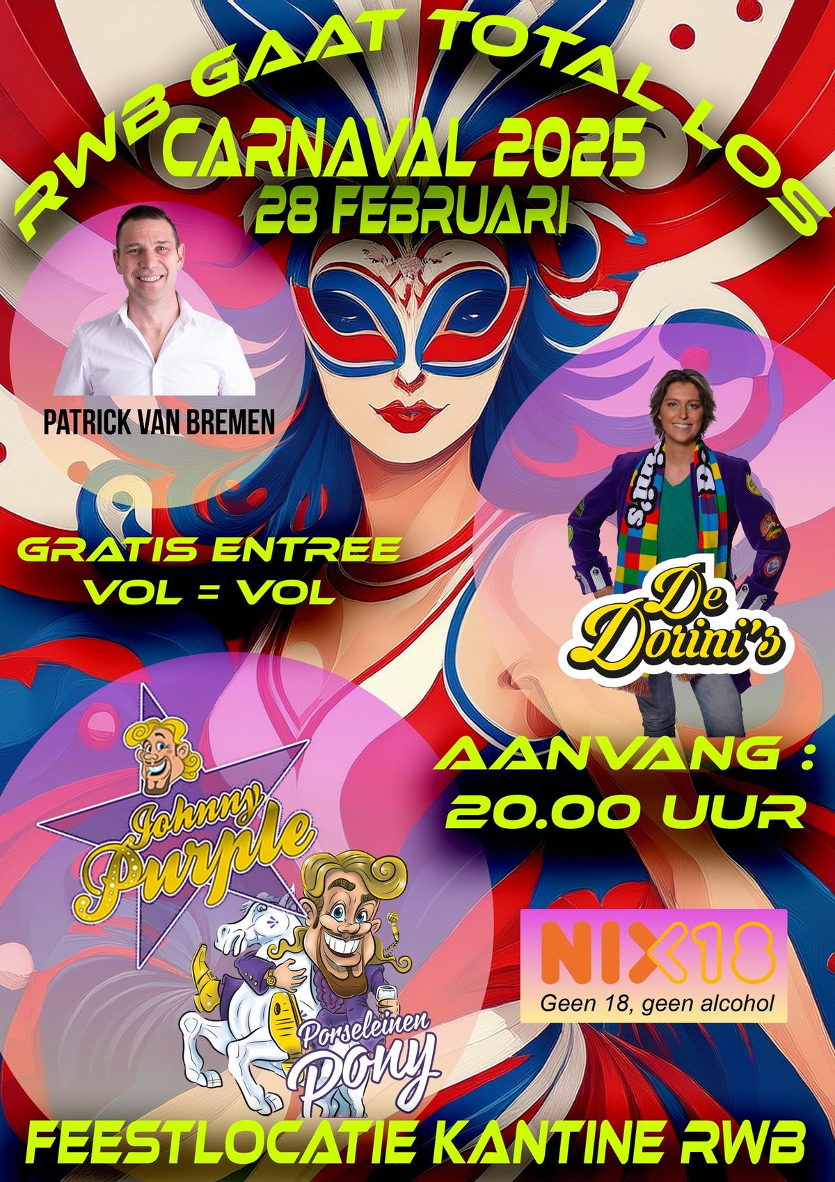 Carnaval op vrijdag bij RWB.